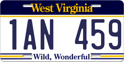 WV license plate 1AN459