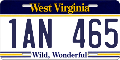 WV license plate 1AN465