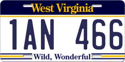 WV license plate 1AN466