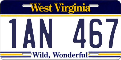 WV license plate 1AN467
