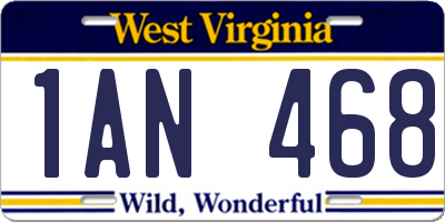 WV license plate 1AN468