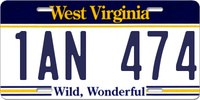 WV license plate 1AN474