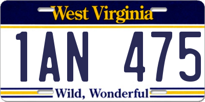 WV license plate 1AN475