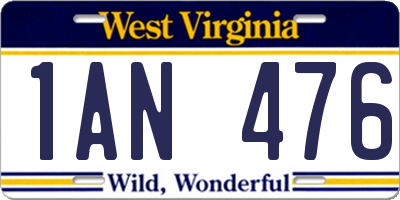 WV license plate 1AN476