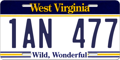 WV license plate 1AN477