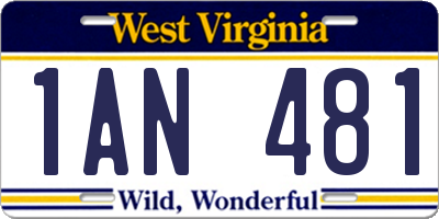 WV license plate 1AN481