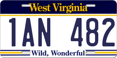 WV license plate 1AN482