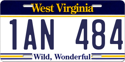 WV license plate 1AN484