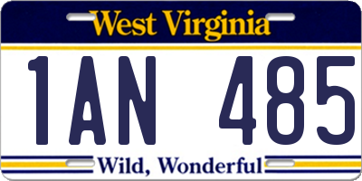 WV license plate 1AN485