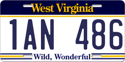WV license plate 1AN486
