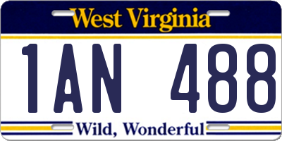 WV license plate 1AN488