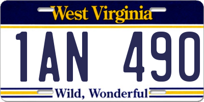 WV license plate 1AN490