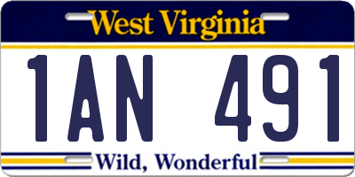 WV license plate 1AN491
