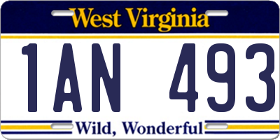 WV license plate 1AN493