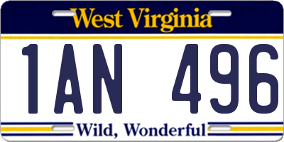 WV license plate 1AN496