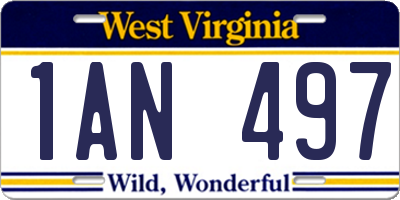 WV license plate 1AN497