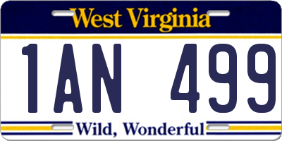 WV license plate 1AN499