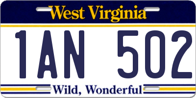 WV license plate 1AN502