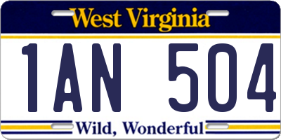 WV license plate 1AN504
