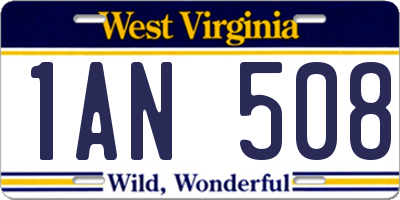 WV license plate 1AN508