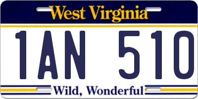 WV license plate 1AN510