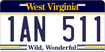 WV license plate 1AN511