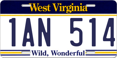 WV license plate 1AN514