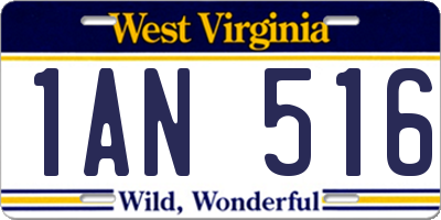 WV license plate 1AN516