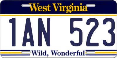 WV license plate 1AN523