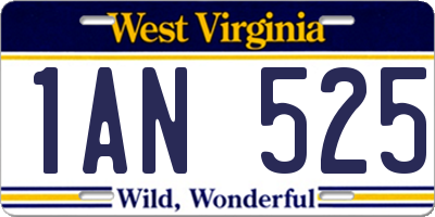 WV license plate 1AN525