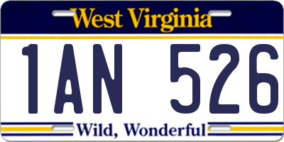 WV license plate 1AN526