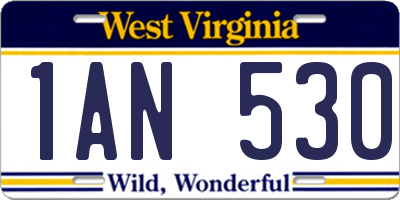 WV license plate 1AN530