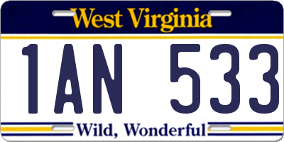 WV license plate 1AN533