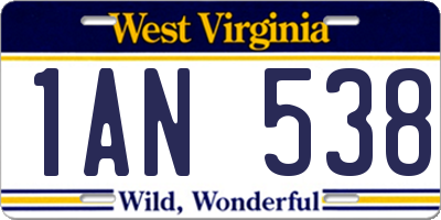 WV license plate 1AN538