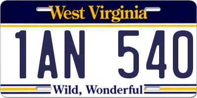 WV license plate 1AN540