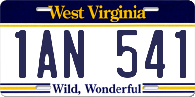 WV license plate 1AN541