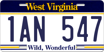 WV license plate 1AN547