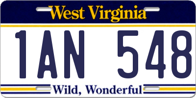 WV license plate 1AN548