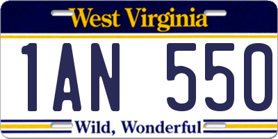 WV license plate 1AN550