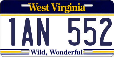 WV license plate 1AN552