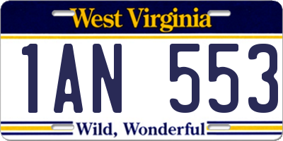 WV license plate 1AN553