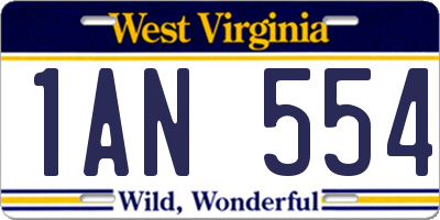 WV license plate 1AN554