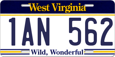 WV license plate 1AN562