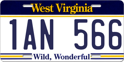 WV license plate 1AN566