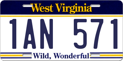 WV license plate 1AN571