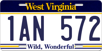 WV license plate 1AN572