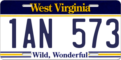 WV license plate 1AN573