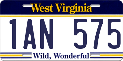 WV license plate 1AN575