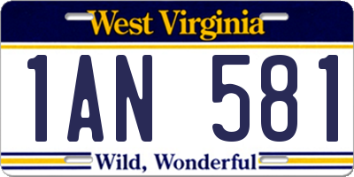WV license plate 1AN581
