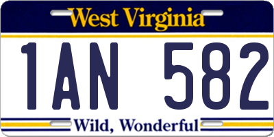 WV license plate 1AN582